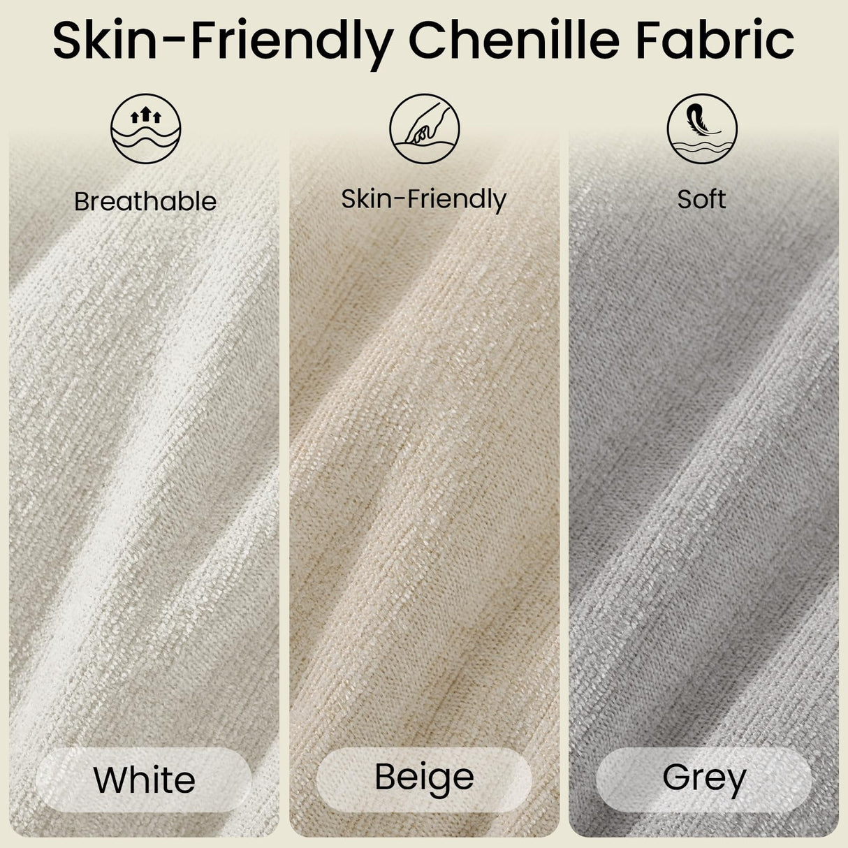 HALLYBEE Modular Sectional Sofa Deep Seat Cloud Couch with Reversible Chaise L Shaped Couch with Padded Armrests Chenille White Sectional Couches for Living Room Apartment Office HALLYBEE