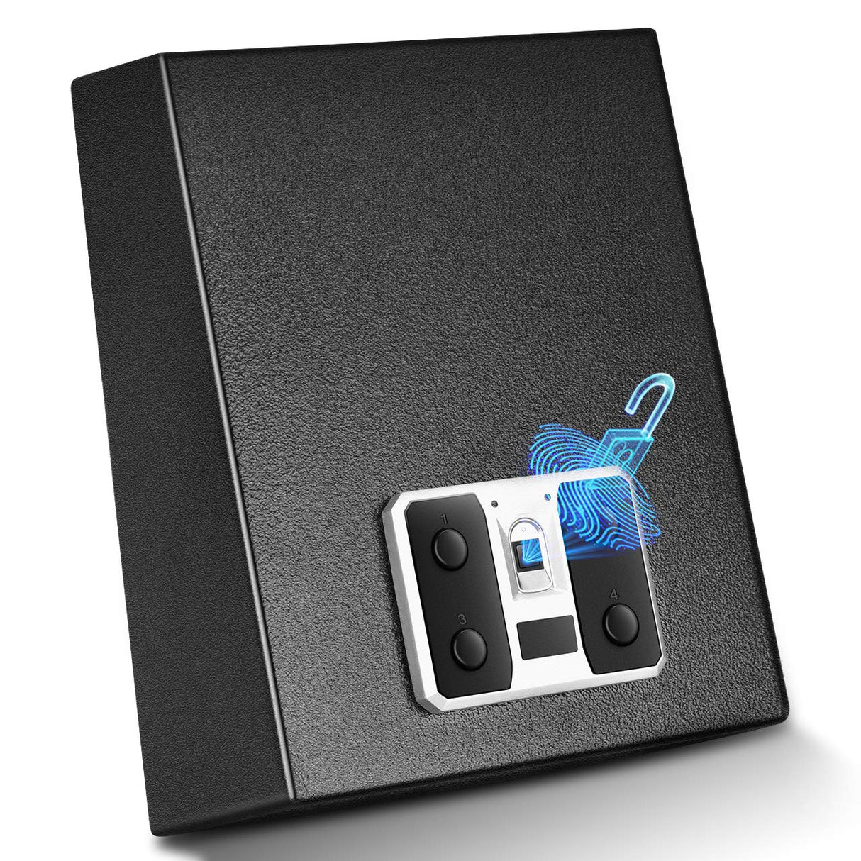 YUEMA Biometric Gun Safe, Quick Access Hand Gun Safes with Fingerprint Scanner, Easy Access Key Lock, Gun Case with Auto-Open Lid and Wall Mount Bracket, Portable Pistol Safe for Home and Car Security YUEMA