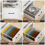 SEDETA White Computer Desk with 5 Drawer & Power Outlet, 66'' Home Office Desk with File Drawer, Storage Shelves, Printer Cabinet and Monitor Shelf, Gaming Desk with Led Lights SEDETA