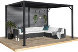 Sojag Meeru 9 ft. x 12 ft. Outdoor Aluminum Pergola with Rustproof Powder-Coated Frame, Welded Anchoring Plates, and Louvered Wall Design for Stylish Backyard Shade and Shelter Sojag