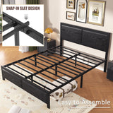 VECELO Full Size Bed Frame with Black Wood Headboard and Footboard, 14 Inch Platform Mattress Foundation, No Box Spring Needed, Heavy Duty Support, Easy Assembly VECELO