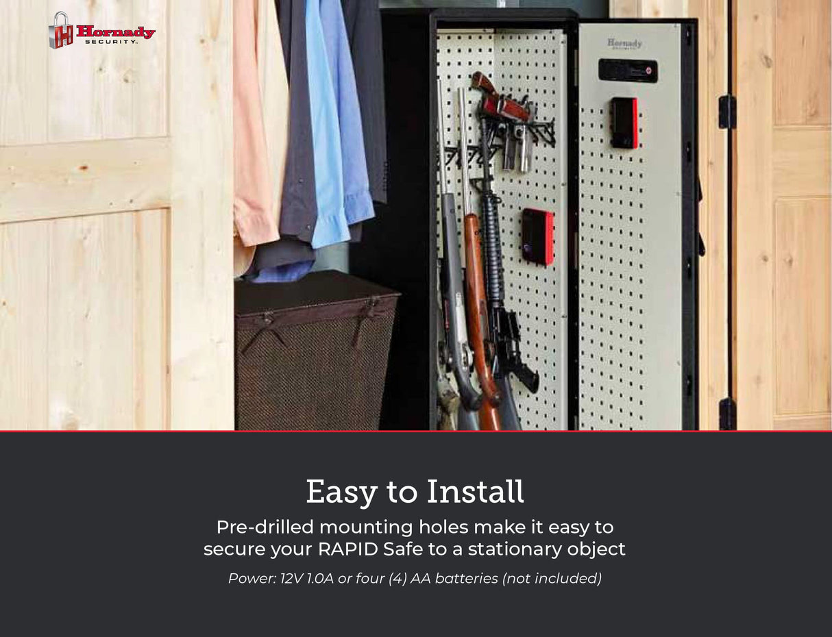 Hornady Rapid Safe Ready Vault with WiFi - Safely Keep Tabs on Your Safe with Your Smartphone - RFID Technology for Touch Free Access & Heavy-Duty Steel Housing to Protect Valuables, 98195WIFI Hornady