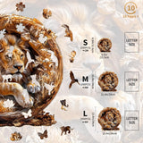 KAAYEE Wooden Puzzles for Adults, 3D Vision Effect Lion King Wooden Jigsaw Puzzles 100 PCS Unique Shape Advanced Wood Puzzle Adult, 3D Effect Flat Puzzle Birthday Gifts Family Game (S-8.5 * 8.5 in) KAAYEE