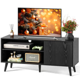 WLIVE TV Stand for 55 Inch TVs, Entertainment Center with Storage Cabinet, Mid-Century TV Stands for Living Room and Bedroom, 50" TV Console, Black WLIVE