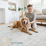 8x10 Area Rugs Washable Rug: Anti-Skid Abstract Modern Living Room Rug Soft Thin Carpets Indoor Floor Non-Shedding Carpet for Bedroom Dining Farmhouse Nursery Home Office (White Gray, 8'x10') Crority