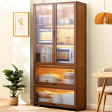 67" Bamboo Kitchen Storage Cabinet with Acrylic Doors – Large Capacity Display Hutch for Living Room and Pantry SNVHA-66