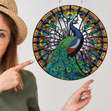 LYENYI 5D Peacock Diamond Painting Kits Hanging Pendants Wall Art Colored Imitation Glass Art Point Drill Crystal Diamond Arts Window Pendants Home Garden Wall Door Birthday Festival Gifts LYENYI