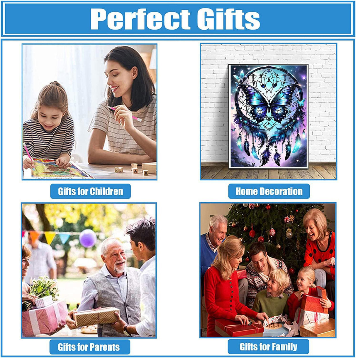 DPHERO Butterfly Diamond Painting Kits for Beginners Adults,5D DIY Dreamcatcher Diamond Art Kits,Round Full Drill Feather Diamond Painting Art,DIY Painting by Numbers Diamond Art Painting 12x16 inch DPHERO