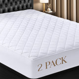 Utopia Bedding Queen 2 Pack Quilted Fitted Mattress Pad, Queen Size, Elastic Fitted Mattress Topper Protector and Cover Stretches up to 16 Inches Deep, Machine Washable (White) Utopia Bedding