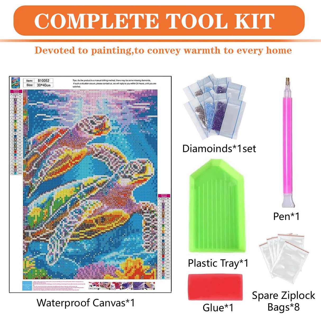 igoodom Diamond Art Kits for Adults, Sea Turtle Diamond Painting Kit, Full Drill Round Turtle Diamond Art Kits, DIY Gem Art and Crafts for Home Wall Decor Gift 12x16inch igoodom