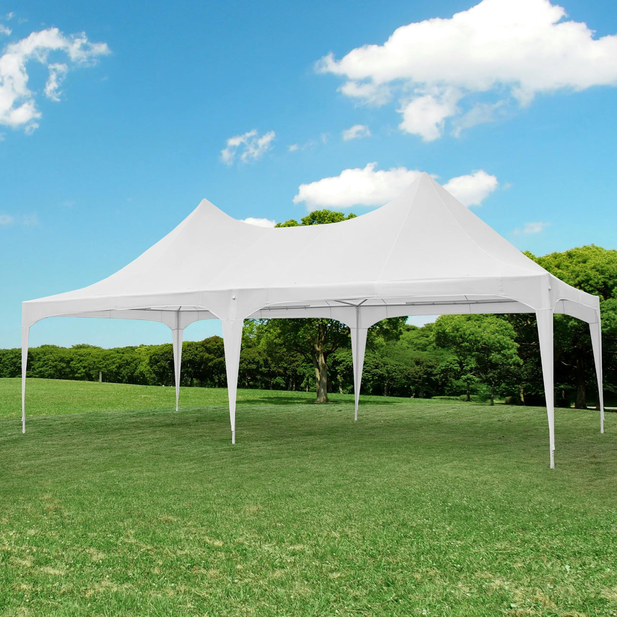 EROMMY 26'x13' Party Tent, White Wedding Tent, Heavy Duty Double Peaked Canopy Tent with Pole-Less Event Space, 60 Person Capacity Outdoor Gazebo Pavilion Shelter Tent for Party, Event EROMMY