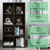 OSCHF 8-Cube Storage Shelf Bookcase - Wooden 4-Tier Floor Standing Open Bookshelf, Modern TV Stand up to 55 Inchs for Home and Office, Black OSCHF