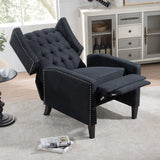 Black Fabric Recliner Chair for Adults Accent Wingback Chair Mid-Century Modern Recliner Tufted Chairs Living Room Armchair for Bedrooms Reading Recliner 27" Wide Vaztrlus