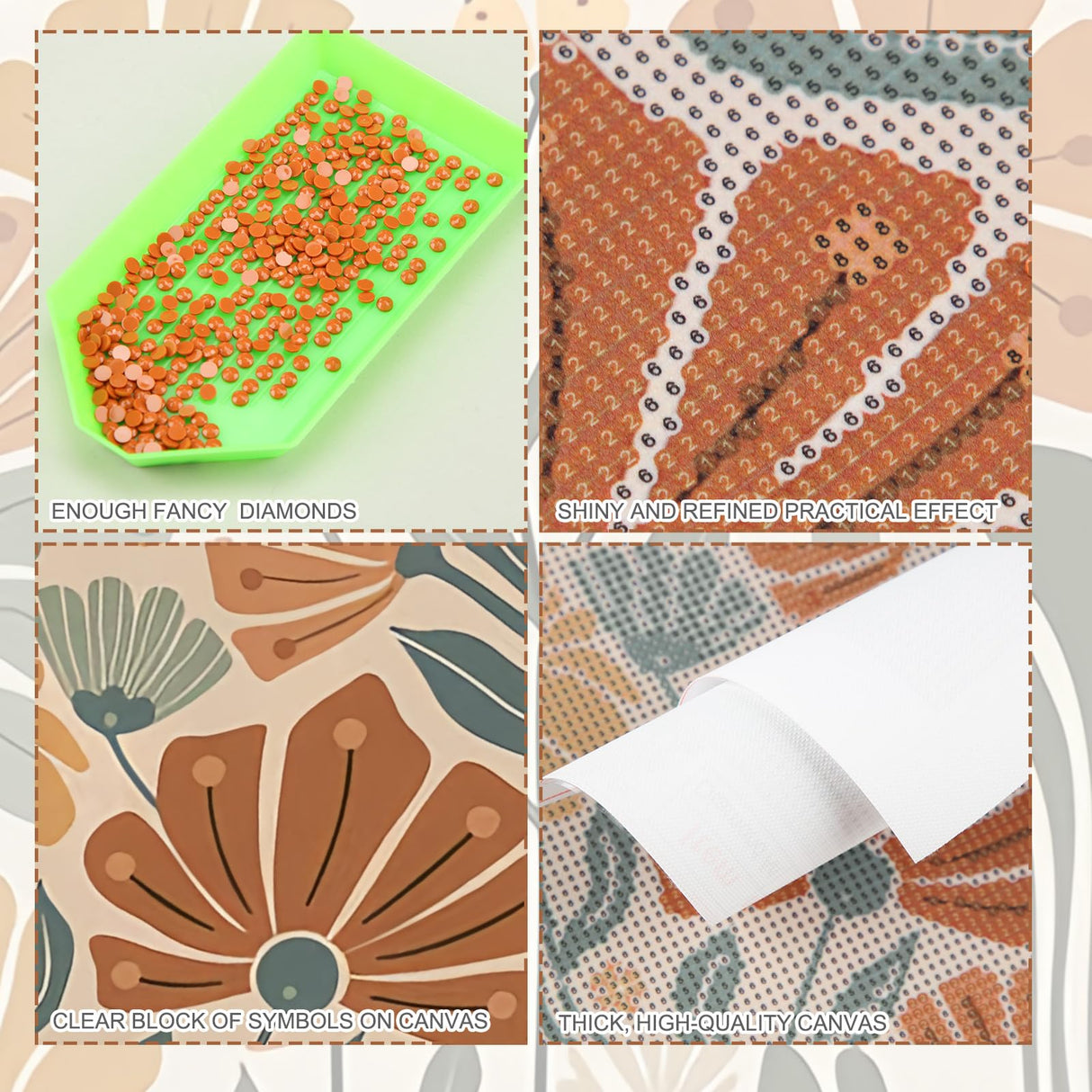 Yeaqee 4 Pcs Diamond Art Kits DIY Painting for Adult Aesthetic Wall Diamond Crafts Aesthetic Room Decor Cute Painting Pictures 5d Craft Wall Decor for Home 10 x 11.8''(Abstract Flowers) Yeaqee