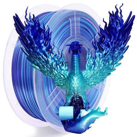 SIKENHO 3D Printer Filament, PLA Filament 1.75mm Silk Green Shiny Blue PLA Filament, 3D Printing Filament 1kg Spool (2.2lbs), Dimensional Accuracy +/- 0.02mm, 3D Filament 1.75 Fit Most FDM Printer SIKENHO