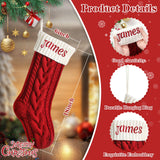 Personalized Christmas Stockings, 18” Large Custom Stockings with Embroidered Name, 1 Pack Knitted Xmas Stocking for Kids,Holiday and Family Stocking for Fireplace Christmas Party Decoration (A) Tarwanear