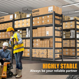 Hymnxemo Heavy Duty Commercial Metal Garage Shelving Rack,Adjustable Industrial Steel Storage Shelves for Warehouse, Garage, Basement, 87" H x 47.2" W x 23.6" D, Black Hymnxemo