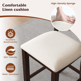 Giantex 24" Bar Stools Set of 4, Farmhouse Counter Height Barstools w/Footrest, Cross Back, Comfortable Linen Cushion, Upholstered Wood Bar Chairs for Kitchen Island Dining Room Cafe, Walnut & Beige Giantex