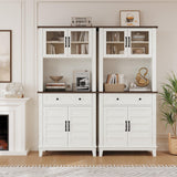 Garvee Kitchen Pantry, 72" Farmhouse Coffee Bar Table with Storage Drawers & Glass Doors, Stand Cabinet for Kitchen, Dining Room Garvee