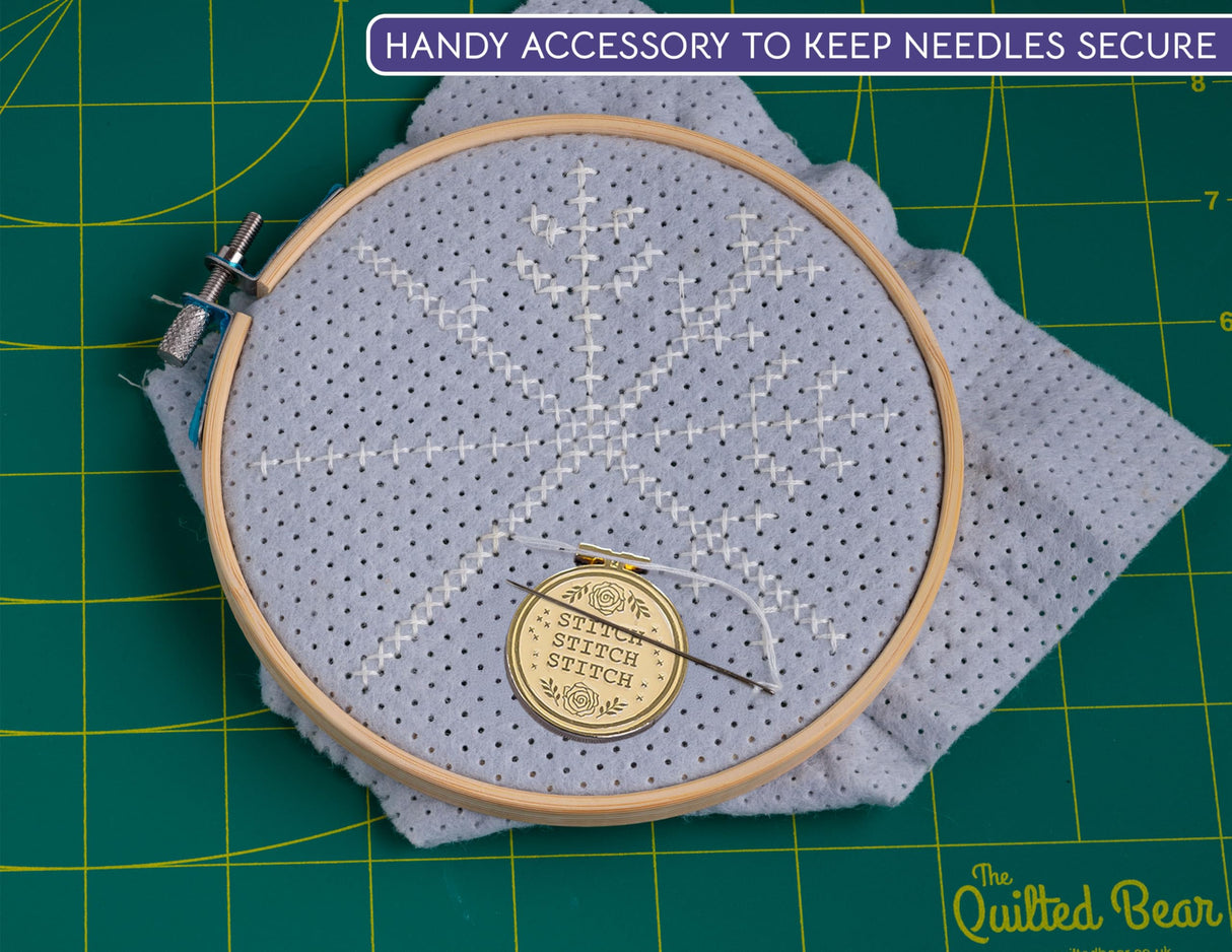 The Quilted Bear Needle Minders - Magnetic Enamel Needle Keeper for Sewing Pins, Sewing Needles, Embroidery Needles, Cross Stitch Needles - Cross Stitch The Quilted Bear