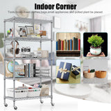 Himimi 5-Tier Storage Shelf Wire Shelving Unit on Wheels, Adjustable Heavy Duty Metal Shelves with Side Hooks, Steel Rack Organization for Kitchen Garage Basement, Silver Himimi