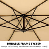 VECELO 10ft Offset Hanging Market Patio Umbrella with UV Protection Waterproof for Outdoor/Market/Backyard/Pool/Garden/Lawn, 8 Sturdy Ribs, Handy Crank&Cross Base (No Weight), Tan VECELO