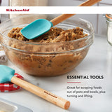 KitchenAid Bamboo Wood Handled Mini Spatula Set with Silicone Head, Set Of 2, Aqua Sky KitchenAid