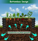 waaliji 3x3x1 FT Raised Garden Bed with Steel Cable, Elevated PP Planter Box Stand for Gardening, Backyard Patio Ground Raised Bed for Planting Vegetables Flower Herb and Succulents, Black waaliji