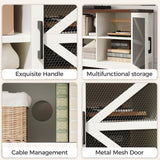 Algglobuy Modern Farmhouse Tv Stand for TVs up to 70 Inch, 58 Inch Entertainment Center with Iron Mesh Door & 2 Adjustable Shelves, Media TV Console Table for Living Room, White (White, 58 Inch) Algglobuy