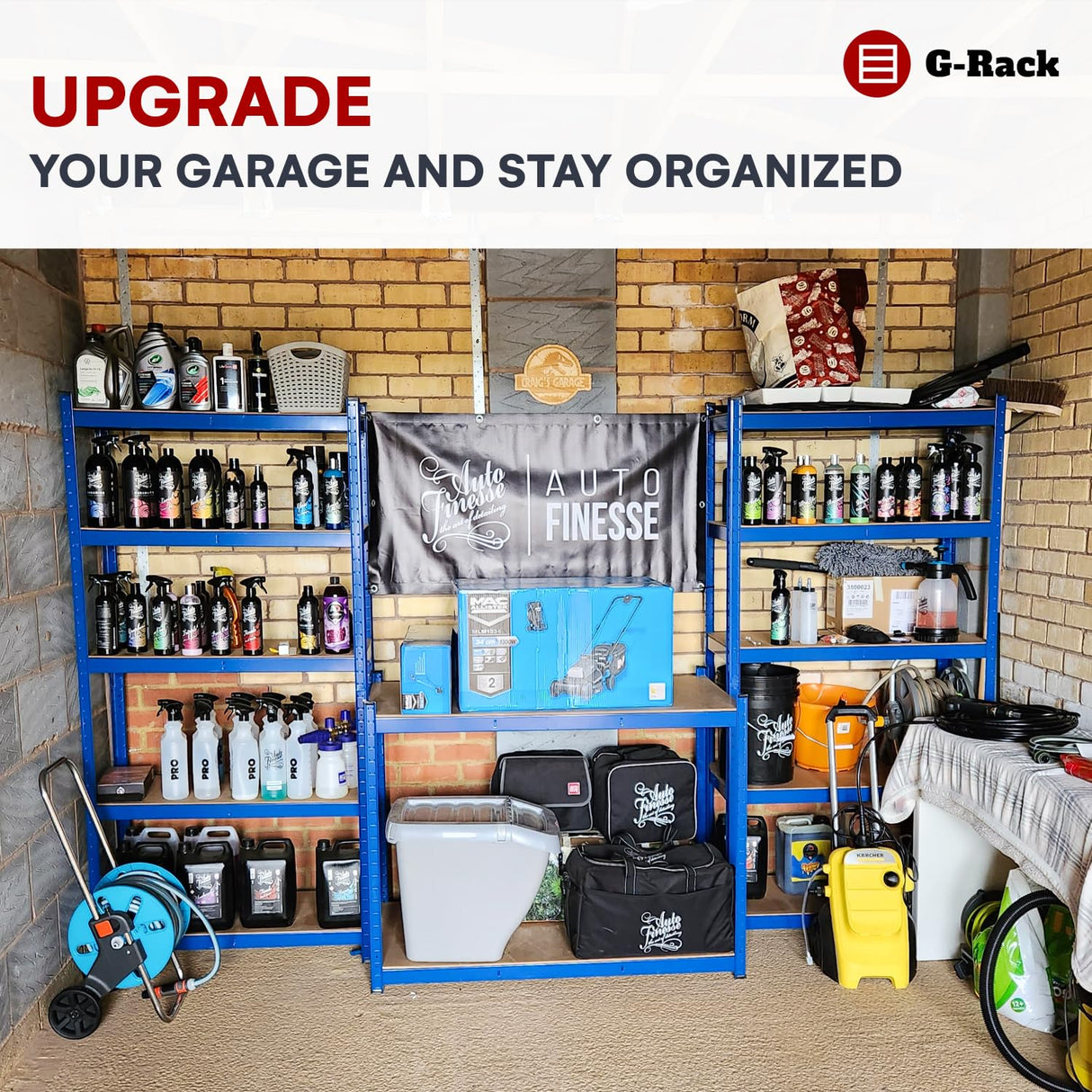 Garage Shelving Units - 71" H x 35" L x 12" W - Heavy Duty Racking - Shelves for Storage -1 Bay - Blue - 5 Tier - 2000LB Capacity (400LB Per Shelf) - Workshop, Shed, Office - 5 Year Warranty G-Rack