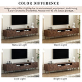 Merax Modern Wood TV Stand Consoles for Living Room, Mid-Century Solid Wood Entertainment Center with Storage Cabinets, Practical Media Console for TVs Up to 85'', Dark Brwon Merax