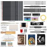 Kird Barken 112 PCS Professional Drawing Set Sketch Kit with 3-Color Sketchbook, Graphite & Charcoal Pencils,Sketching Supplies for Shading & Blending – Ideal for Artists, Adults, Teens & Beginners Kird Barken