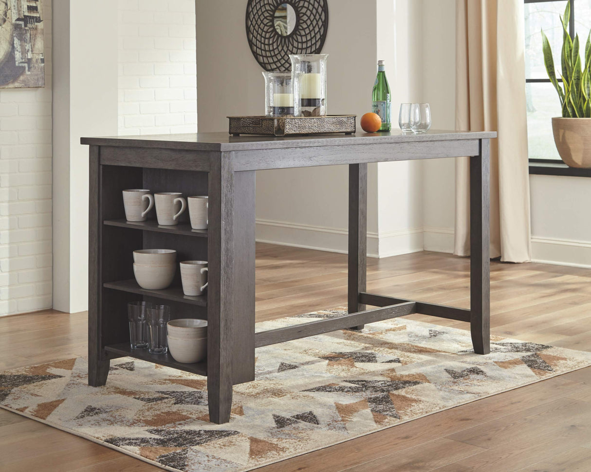 Signature Design by Ashley Caitbrook Rustic Counter Height Dining Table with Storage, Dark Gray Signature Design by Ashley