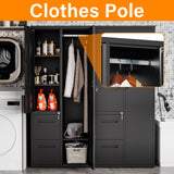 Anxxsu Metal Storage Cabinets Locker, 67" Locker with Clothes Rod, Lockable Freestanding Wardrobe for Office, Home, School, Laundry Room, Gym (Black) Anxxsu