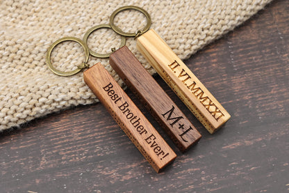 Custom Engraved Wooden Bar Keychain Personalized - WoodArtSupply