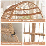 Reljofum 500 Lbs Capacity Oversized Wicker Egg Chair, All-Weather Rattan Egg Lounge Chairs for Patio, Backyard, Living Room, Outdoor Oversized Egg Chair Indoor w/5 Cushions Reljofum