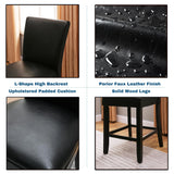 PADMA HOUSE Round Glass Pub Dining Set for 4, 45in Round Wood Modern Glass Counter Height Bar Table with 4 PU Leather Pub Stools 5 Piece Bistro Dining Table Chairs Set, Clear&Black PADMA HOUSE