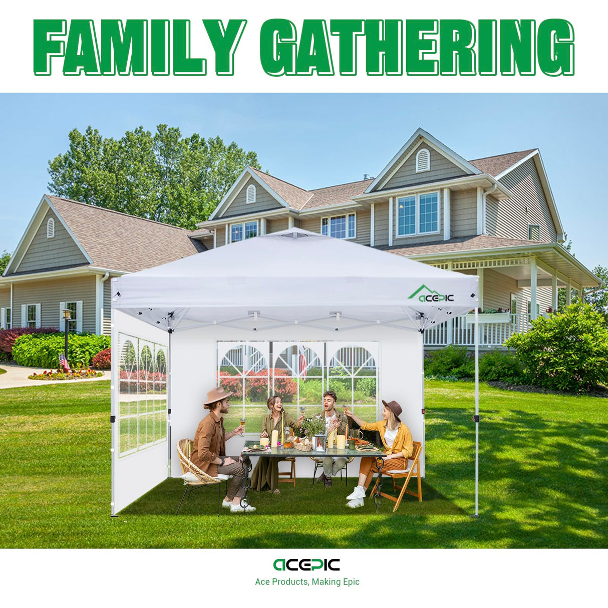 Acepic 3Pcs Instant Canopy Tent Sidewalls for 10x10 Pop-Up Canopy, Garden Gazebo, 210D Oxford Fabric Waterproof, White (Tent NOT Included) Acepic