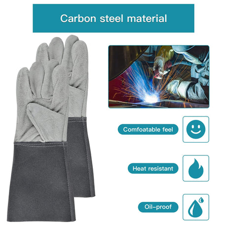 Worldity 4Pcs Welding Slag Removal Tool Set, 10 Inch Chipping Hamme with Coil Spring Handle, Mufti Functional Welding Pliers, Wire Brush, Welding Gloves for Cleaning Removing Slag Worldity