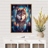 MEIYUDA Diamond Painting Kits for Adults, 3D Wolf Diamond Art Kits for Beginners, DIY Dream Catcher Diamond Art Painting Kit Gem Art Crystal for Home Wall Decor and Holiday Presents 12x16Inch MEIYUDA
