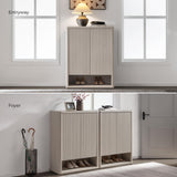 SICOTAS Shoe Cabinet 44" Tall Large Storage Organizer Modern Shoe Rack with Doors & 4 Shelves Mid Century Free Standing 6-Tier Cabinet for Entryway Hallway Living Room Closet SICOTAS