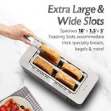 Elite Gourmet ECT5924D SmartToast Digital Long Slot 4 Slice Toaster, 1.5” Wide Slots for Thick Breads & Bagel Function, LED Touch Screen, Countdown Timer, 6 Shades, Stainless Steel Elite Gourmet
