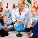 8'' Rotating World Globe with Stand,Decorative Spinning Earth Globe,Geographic Educational World Globe for Kids Classroom Tools,Desk Decorations,Gifts Rrshnsgv