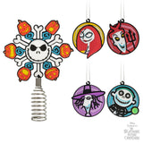 Hallmark Disney Tim Burton's Nightmare Before Christmas 5" Miniature Christmas Tree Topper and Mini Ornaments, Set of 5, Shatterproof Hallmark