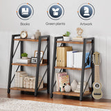 HOOBRO Ladder Shelf, 3-Tier Bookshelf, Corner Bookcase, Freestanding Storage Shelf Display Organizer, for Living Room, Bedroom, Home Office, Kitchen, Rustic Brown and Black BF303CJ01 HOOBRO