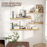 Floating Shelves for Wall, 24"W x 6.7"D x 1.4"H, 2 Pack of Long Wall Mounted Engineered Wood Shelves with Invisible Brackets for Living Room, Bedroom, Bathroom, Kitchen Decor and Storage, Oak Venusmiles