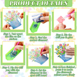 Threehoney 3 Pcs DIY Spring Diamond Painting Wreath Kit Tulip Flower Gnome Diamond Art Hanging Wreath Spring Crystal Painting Ornaments Hanging Sign for Adults Beginners Craft Supplies Threehoney