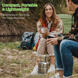 Camping Stove, Ohuhu Camp Stove Wood Burning Stove Stainless Steel Stoves Mini Portable Stove for Camping Picnic BBQ Backpacking Hiking Survival Emergency Cooking Outdoor with Grill Grid Carry Bag Ohuhu