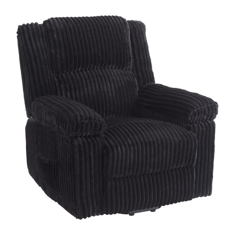 Garvee Corduroy Recliner Chair, Manual Recliner Sofa with Handle, Pillow Top Arms, Thick Padding, Side Pocket, 330Lbs Capacity, Adjustable Recliner for Living Room, Bedroom, Home Theater, Black Garvee