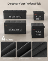 SONGMICS Storage Ottoman, Foldable Small Ottoman Foot Rest, 12.2 x 16.1 Inches Foot Stool, Load up to 286 lb, for Living Room, Bedroom, Dorm, Ink Black ULSF200B01 SONGMICS